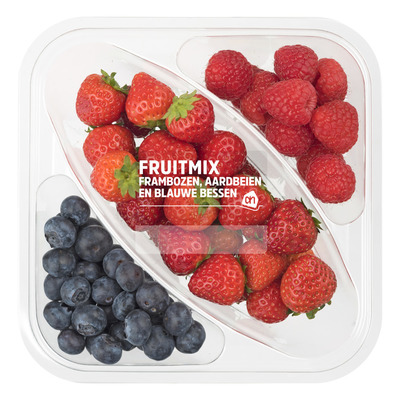 Huismerk Fruitmix aardbeien, blauwe bes, framboos