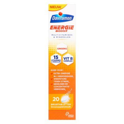 Davitamon Energie Boost Multivitamines & Mineralen Sinaasappelsmaak 20 Bruistabletten