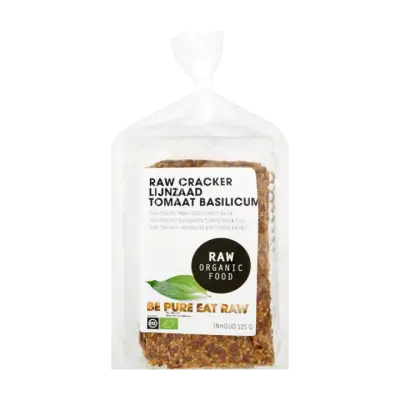 Raw Organic Food Cracker Lijnzaad Tomaat Basilicum