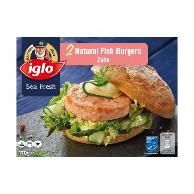 Iglo Sea Fresh Natural Fish Burgers Zalm 2 Stuks