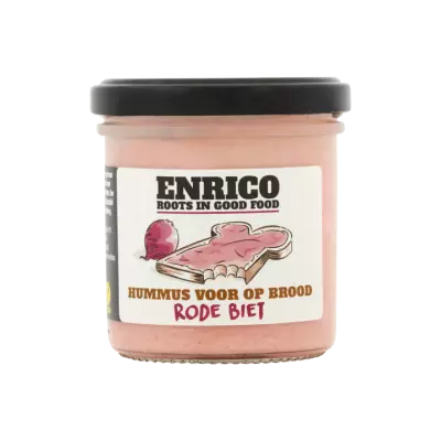 Enrico Hummus voor op Brood Rode Biet