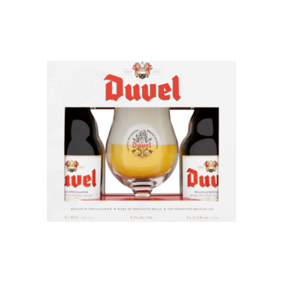 Duvel Geschenkverpakking 4 x 33 cl + Glas
