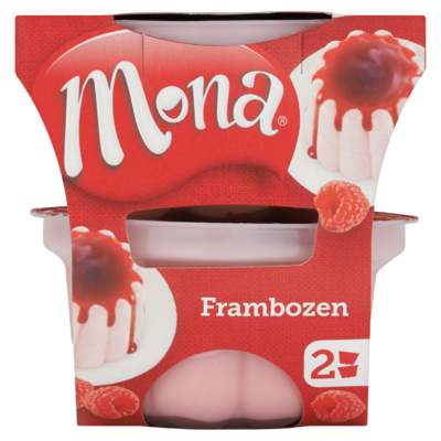 Mona Mini Frambozen Pudding met Rode Bessensaus 2 x 135 ml