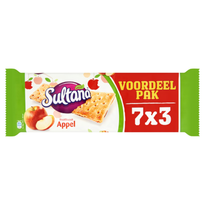 Sultana FruitBiscuit Appel Voordeelpak 7 x 3 Stuks 306 g
