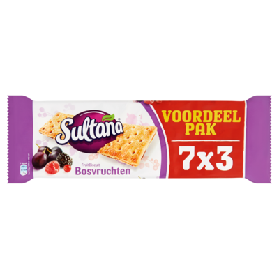 Sultana FruitBiscuit Bosvruchten Voordeelpak 7 x 3 Stuks 306 g