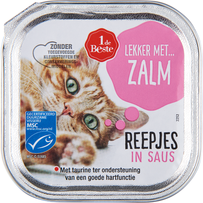 Huismerk Kattenvoer zalm reepjes in saus