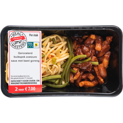 Mealmasters Bami goreng gerookte buikspek zoetzure saus