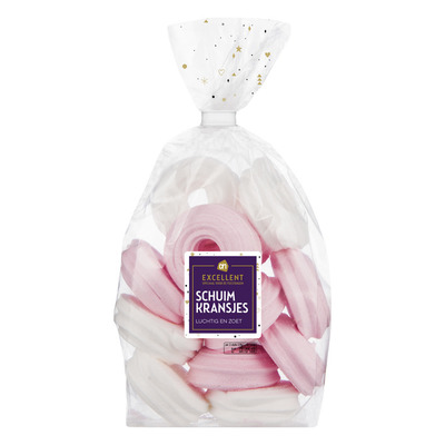 Huismerk Kerst schuimkransjes roze-wit