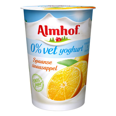 Almhof 0% vet yoghurt Spaanse sinaasappel