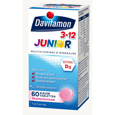 Davitamon Junior 3+ kauwvitamines framboos