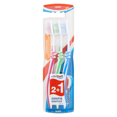 Aquafresh Clean & Flex Hard Tandenborstel 2+1 Gratis