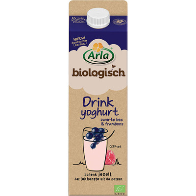 Arla Bio drinkyoghurt zwarte bes-framboos