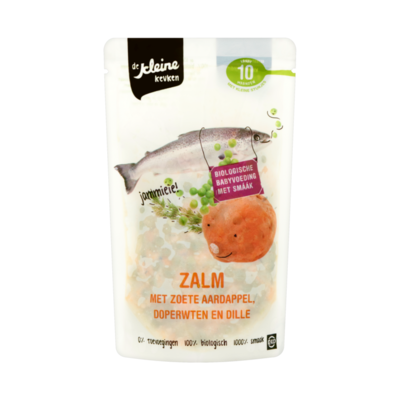De Kleine Keuken Biologisch Vers Zalmhapje met Zoete Aardappel & Dille Vanaf 10 Maanden