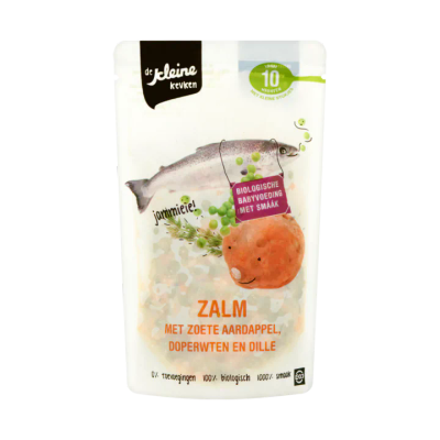 De Kleine Keuken Biologisch Vers Zalmhapje met Zoete Aardappel & Dille Vanaf 10 Maanden