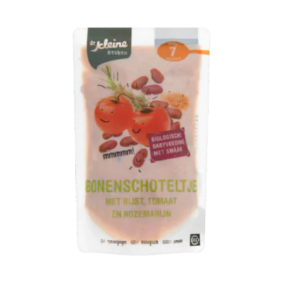 De Kleine Keuken Biologisch Vers Bonenschoteltje Tomaat, Rijst, Zachte Kruiden Vanaf 7 Maanden
