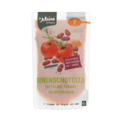 De Kleine Keuken Biologisch Vers Bonenschoteltje Tomaat, Rijst, Zachte Kruiden Vanaf 7 Maanden