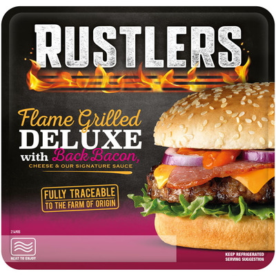 Rustlers Flame grilled deluxe burger