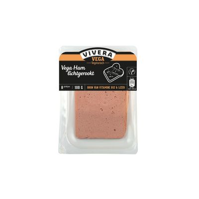 Vivera Vega Vegetarisch Ham Lichtgerookt 8 Plakjes