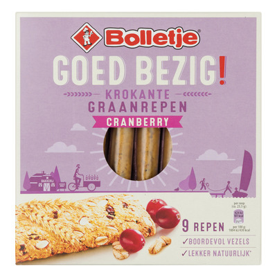 Bolletje Goed Bezig krokante graanrepen cranberry