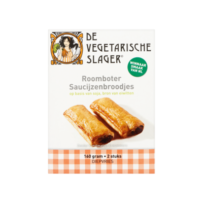 De Vegetarische Slager Roomboter Saucijzenbroodjes 2 Stuks